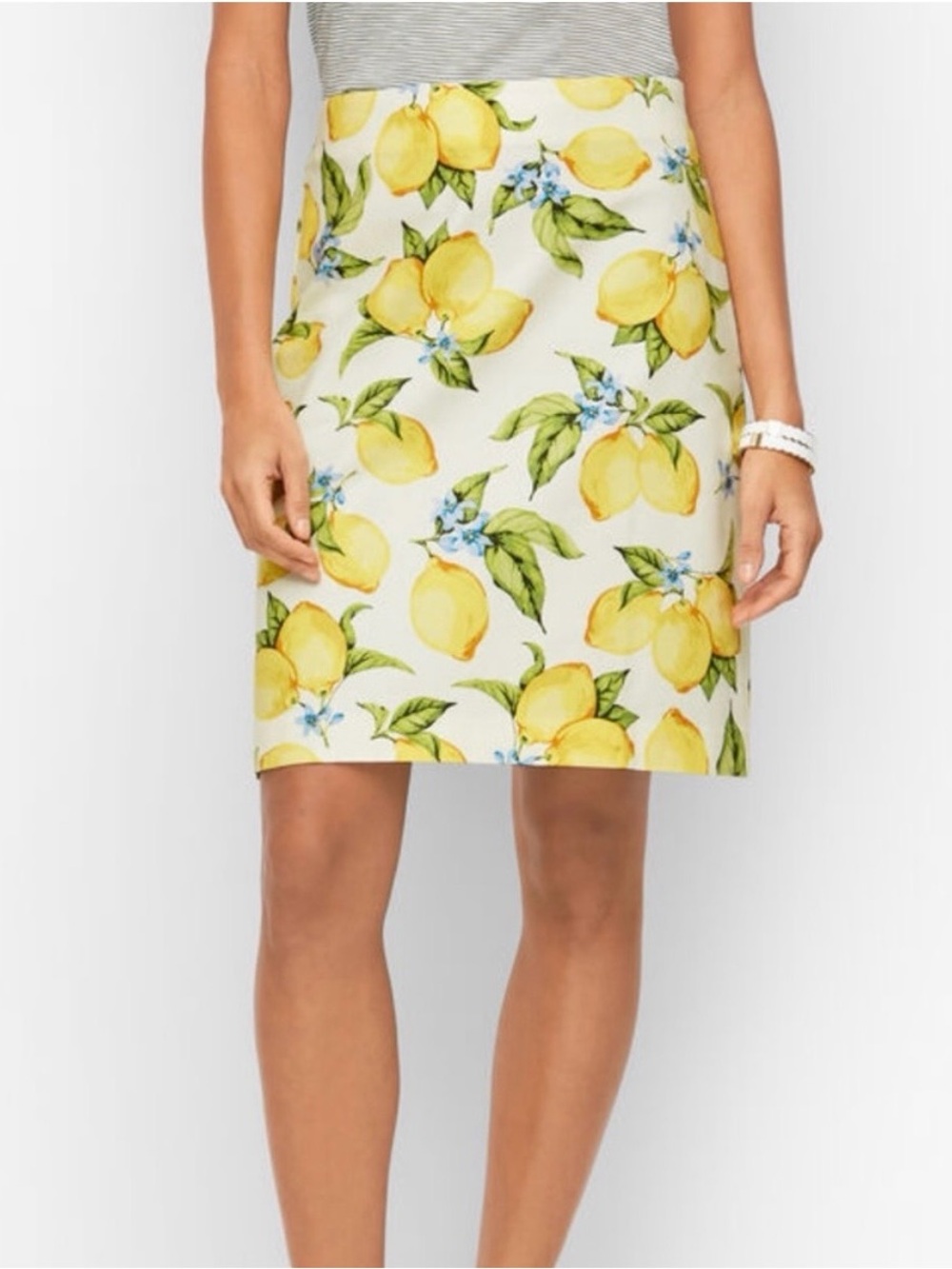 Talbots Lemon print cotton and spandex fully lined skirt, size 8